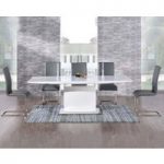 Hailey 160cm White High Gloss Extending Dining Table with Malaga Chairs