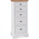 Heronford Oak and Ivory Tall 5 Drawer Chest