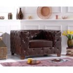 Harper Chesterfield Brown Leather Armchair