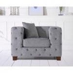 Harper Chesterfield Grey Plush Fabric Armchair