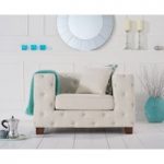 Harper Chesterfield Ivory Fabric Armchair