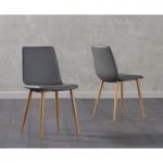 Helsinki Grey Wooden Leg with Faux Leather Dining Chair