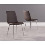 Helsinki Brown Faux Leather and Chrome Dining Chair