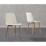 Helsinki Cream Wooden Leg Fabric Dining Chair