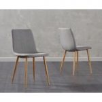 Helsinki Grey Wooden Leg Fabric Dining Chair