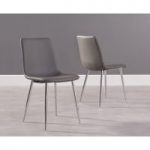 Helsinki Grey Faux Leather and Chrome Dining Chair