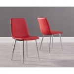 Helsinki Red Faux Leather and Chrome Dining Chair