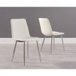 Helsinki White Faux Leather and Chrome Dining Chair