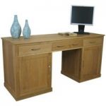 Rhone Solid Oak Large Hidden Office Twin Pedestal Desk