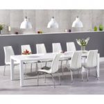 Joseph Extending White High Gloss Dining Table with Cavello Chairs