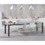 Joseph Extending Dark Grey High Gloss Dining Table with Nordic Chrome Sled Leg Chairs