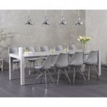 Joseph Light Grey High Gloss Extending Table with Celine Chrome Leg Chairs