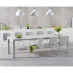 Joseph Extending Light Grey High Gloss Dining Table with Nordic Chrome Sled Leg Chairs