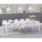 Ex-display Joseph Extending White High Gloss Dining Table with SIX MINK Nordic Chrome Leg Chairs