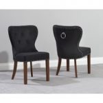 Knightsbridge Studded Black Fabric Dark Oak Leg Dining Chairs