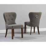 Knightsbridge Studded Grey Fabric Dark Oak Leg Dining Chairs