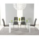 Lavina 150cm Glass and White High Gloss Dining Table with Cavello Chairs