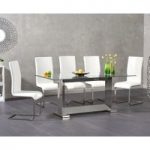 Ex-display Lexington 180cm Glass Dining Table with FOUR BLACK Malaga Chairs