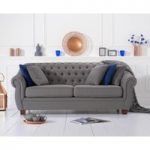 Lilly Chesterfield Grey Fabric Three-Seater Sofa