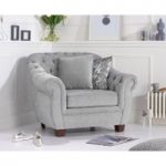 Lilly Chesterfield Grey Plush Fabric Armchair