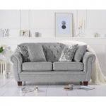 Lilly Chesterfield Grey Plush Fabric Two-Seater Sofa