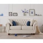 Lilly Chesterfield Ivory Fabric Two-Seater Sofa
