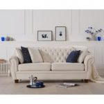 Lilly Chesterfield Ivory Fabric Three-Seater Sofa