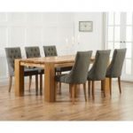 Madrid 200cm Solid Oak Dining Table with Pacific Fabric Chairs