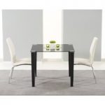 Ex-Display Madison 90cm Black Glass Dining Table with 2 White Cavello Chairs
