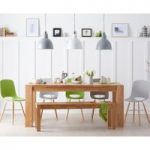 Madrid 200cm Solid Oak Dining Table with Nordic Wooden Leg Chairs and bench