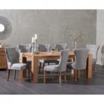 Madrid 240cm Solid Oak Dining Table with Camille Fabric Chairs