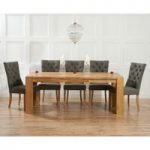Madrid 300cm Solid Oak Dining Table with Anais Fabric Chairs