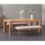 Madrid 200cm Solid Oak Dining Table with Camille Cream Fabric Benches