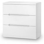 London White High Gloss Wide 3 Drawer Chest