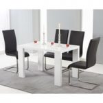 Monza 120cm White High Gloss Dining Table with Malaga Chairs