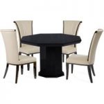 Napoli Black Octagonal Marble-Effect Dining Table with Alpine Chairs