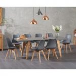 Nicole Extending Grey Dining Table with Duke Faux Leather Chairs
