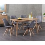 Nordic 150cm Oak Dining Table with Oscar Fabric Round Leg Chairs