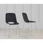 Ex-display Set of 6 Nordic Chrome Leg Black Chair