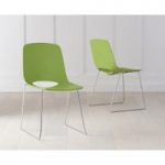 Ex-display Set of 6 Nordic Chrome Sled Leg Green Chair