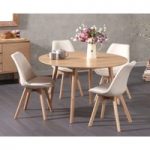 Nordic 120cm Round Oak Dining Table with Duke Fabric Chairs
