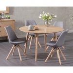 Nordic 120cm Round Oak Dining Table with Oscar Fabric Round Leg Chairs