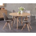 Nordic 120cm Round Oak Dining Table with Oscar Faux Leather Round Leg Chairs