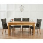 Normandy 150cm Solid Oak Extending Dining Table with Safia Fabric Chairs