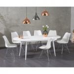 Olivia Extending White High Gloss Dining Table with Celine Chairs