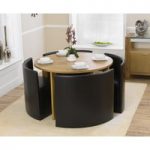 Oslo 120cm Oak Stowaway Dining Table and Brown Chairs