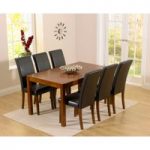 Oxford 150cm Dark Solid Oak Dining Set with Brown Albany Chairs