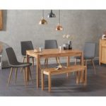Oxford 150cm Solid Oak Dining Table with Helsinki Faux Leather Chairs and Oxford Bench