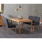 Oxford 120cm Solid Oak Dining Table with Mia Black Benches with Backs