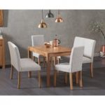 Oxford 120cm Solid Oak Dining Table with Mia Grey Benches with Backs and Mia Chairs